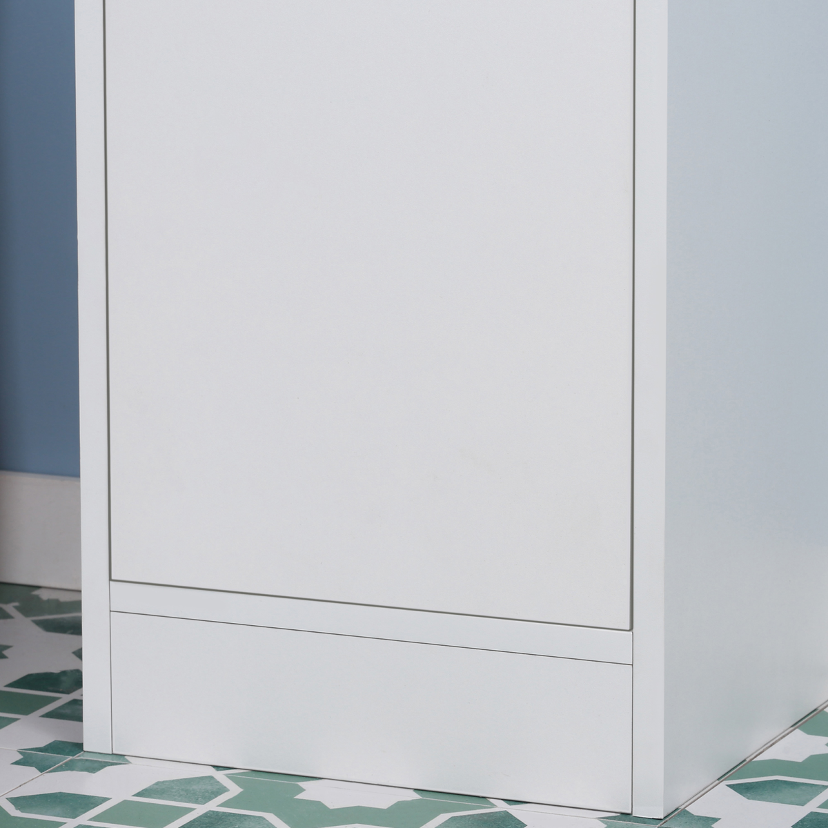 kleankin Tall Bathroom Storage Cabinet Narrow Freestanding Cabinet with Mirror