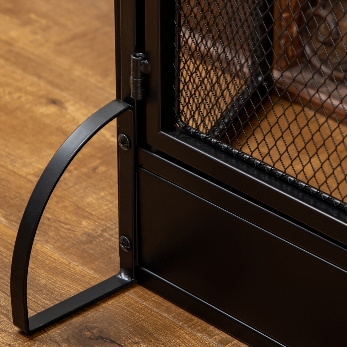 3-Panel Folding Fireplace Screen Spark Guard Metal Mesh Fireguard Black
