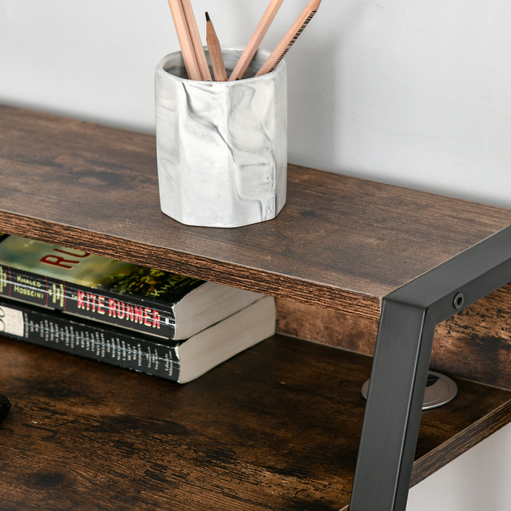 Writing Desk Computer Workstation Storage Shelf Color Rustic Brown