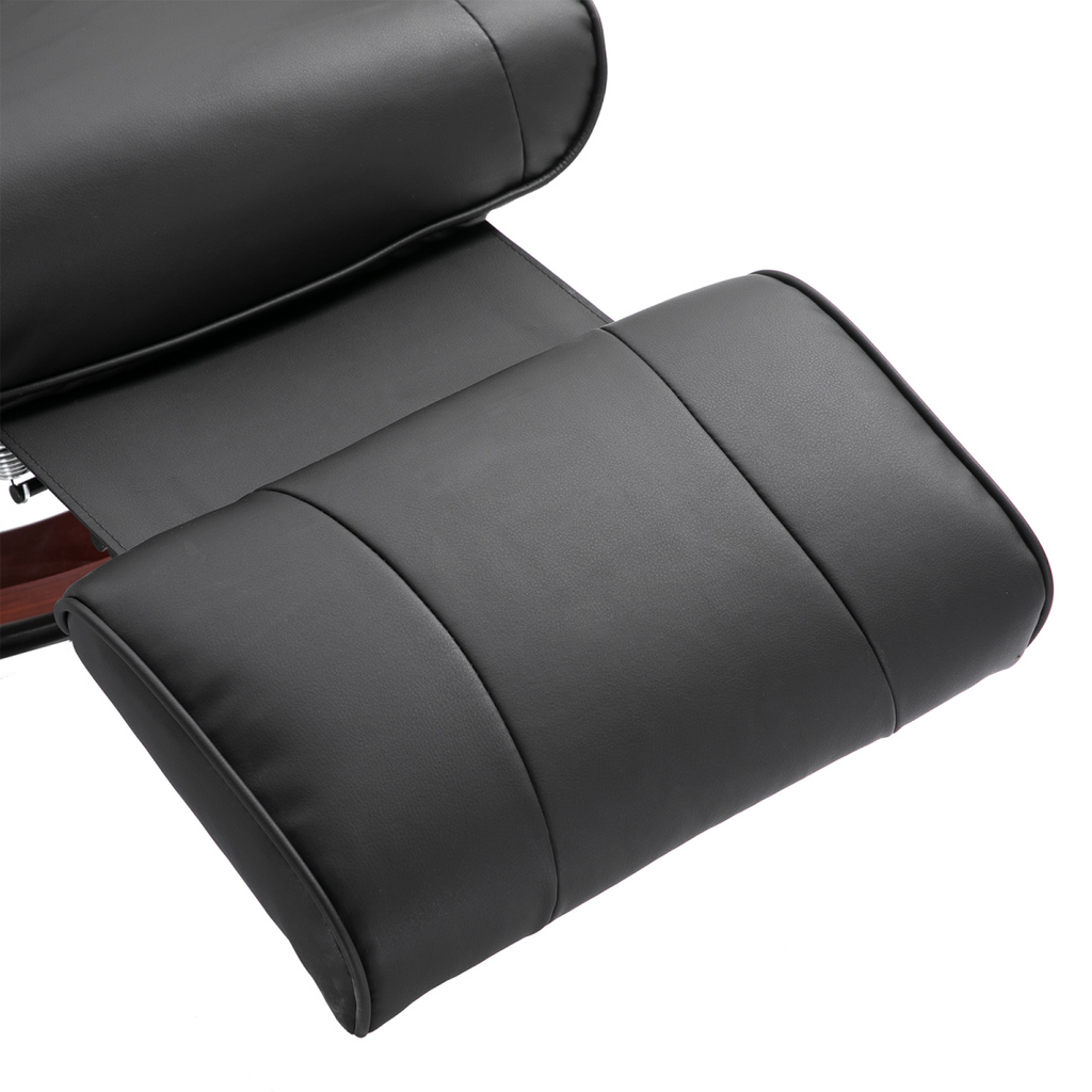 Ergonomic Recliner Sofa Chair PU Leather Armchair Lounger with Footrest, Black