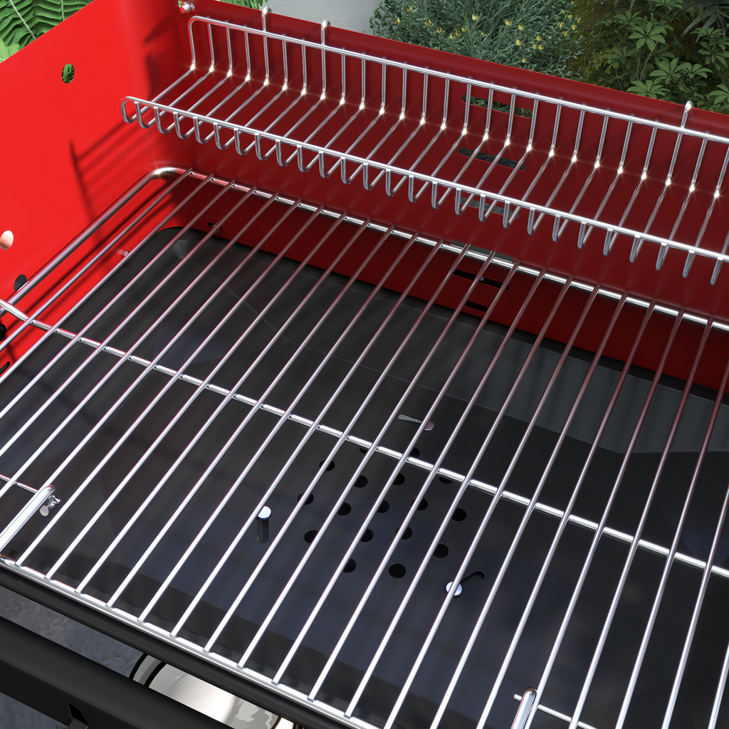 Outsunny Charcoal Barbecue BBQ Grill Trolley W/ 5-level Grill Height Ash Catcher