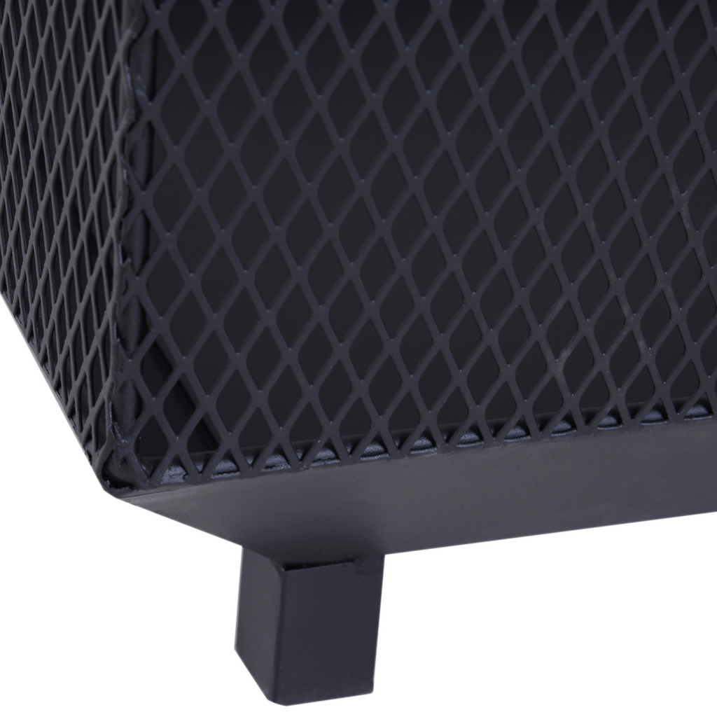 Outsunny Fire Pit, Square Shape, Steel-Black