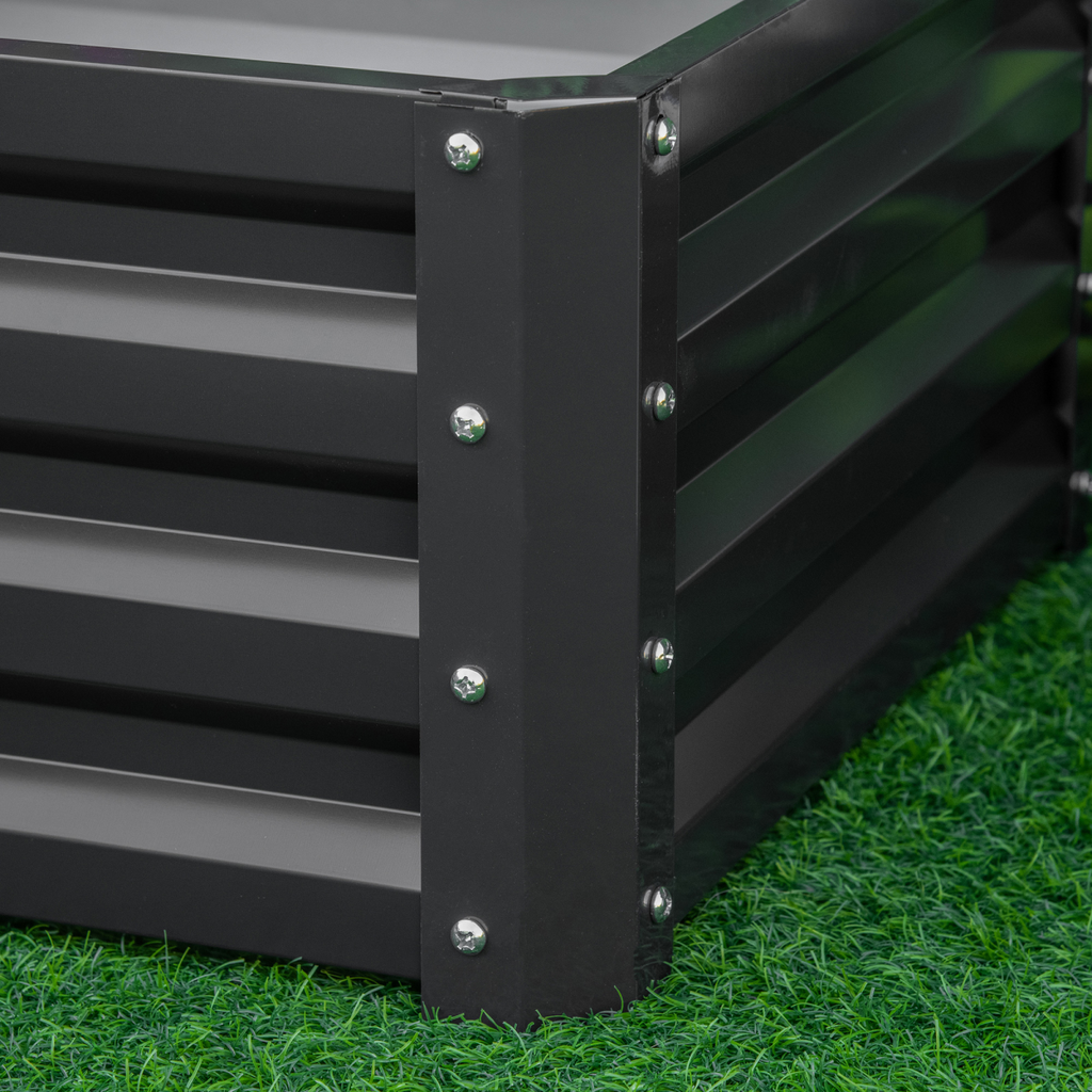 Outsunny Set of 2 Raised Garden Bed Galvanised Planter Box Easy Setup Grey