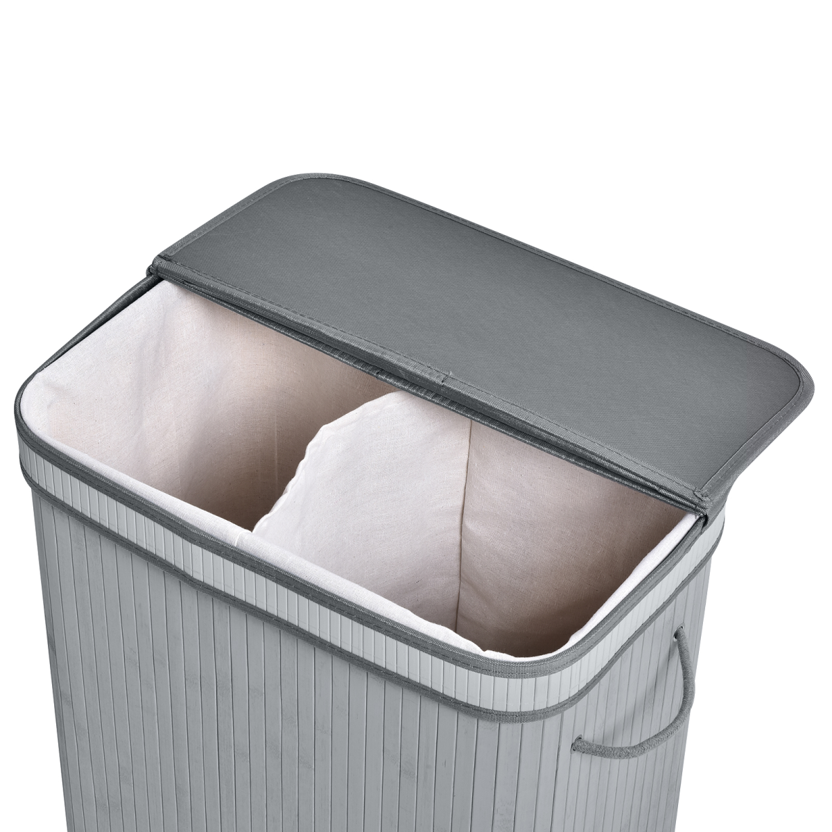 100L Flip Lid Bamboo Laundry Basket Grey