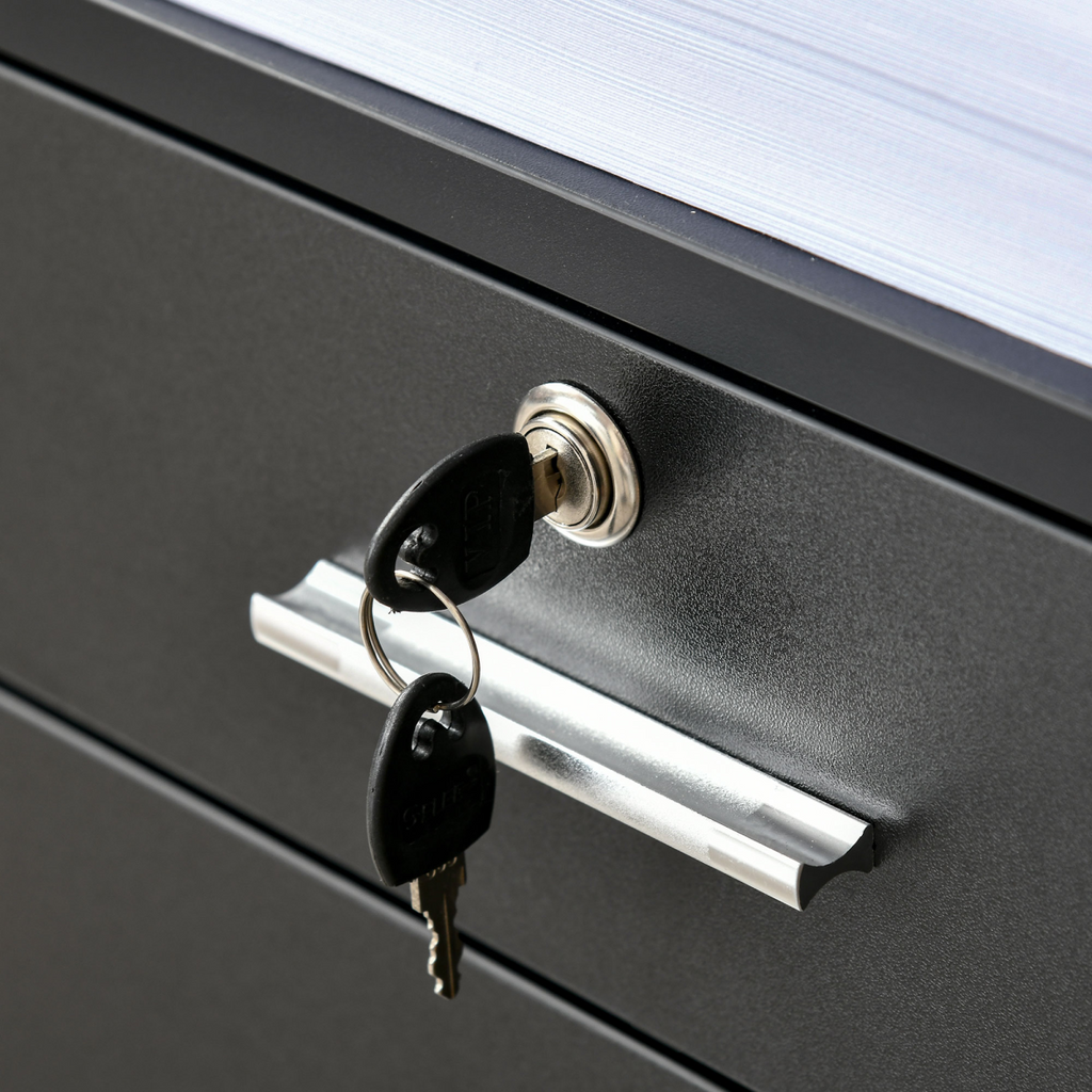 Mobile File Cabinet Lockable Documents Storage w/ 5 Wheels Black Vinsetto