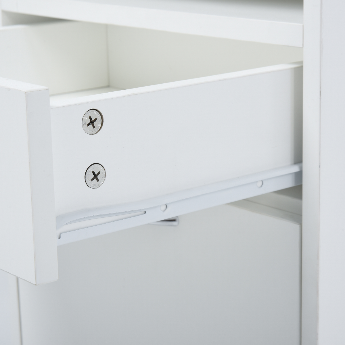 HOMCOM 60cm Storage Cabinet w/ Drawer Open Shelf Metal Handles 4 Wheels White