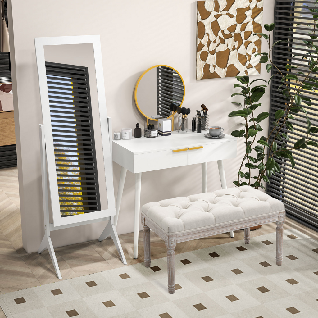 Tall Freestanding Dressing Mirror w/Adjustable Tilt White