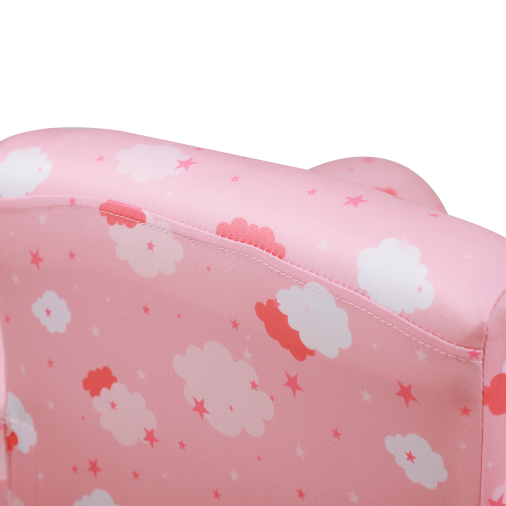 Cute Cloud Star Kids Children Armchair Mini Seat Wood with Footrest Padding Pink