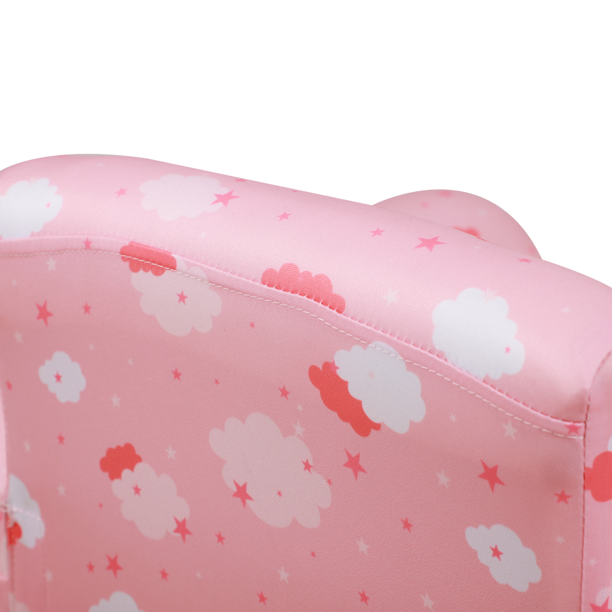 Cute Cloud Star Kids Children Armchair Mini Seat Wood with Footrest Padding Pink