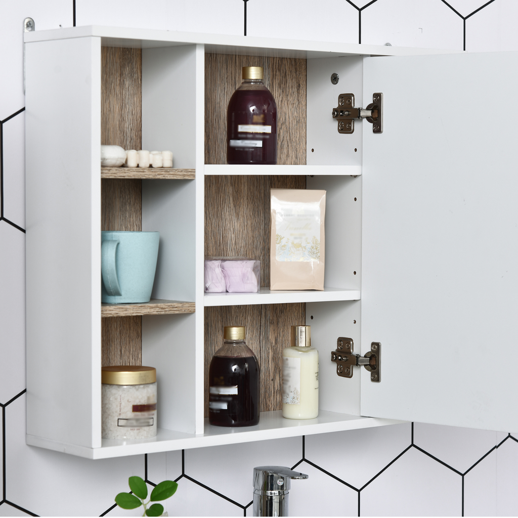 Wall Mounted Bathroom Storage Cabinet w/ Mirrored Door, Adjustable Shelf