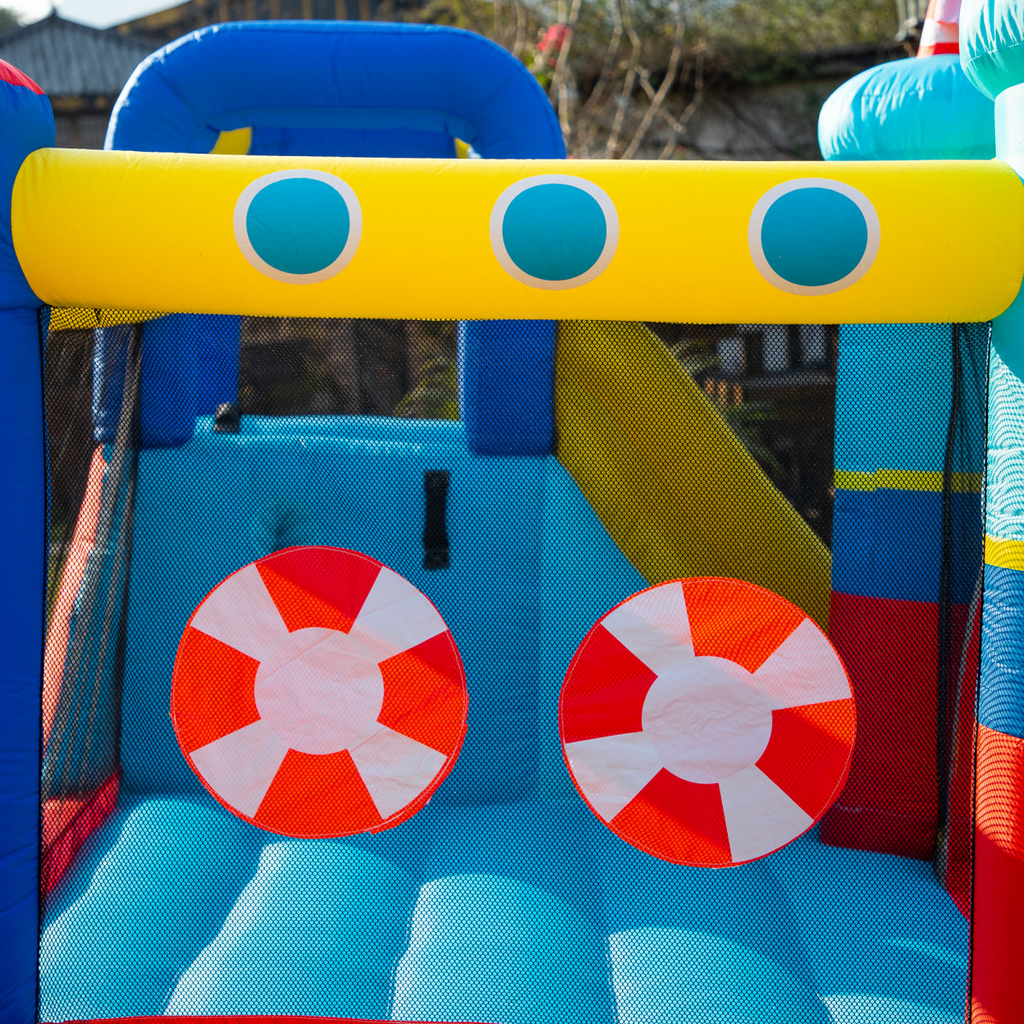 Kids Bouncy Castle with Slide Pool Trampoline Climbing Wall w/ Blower