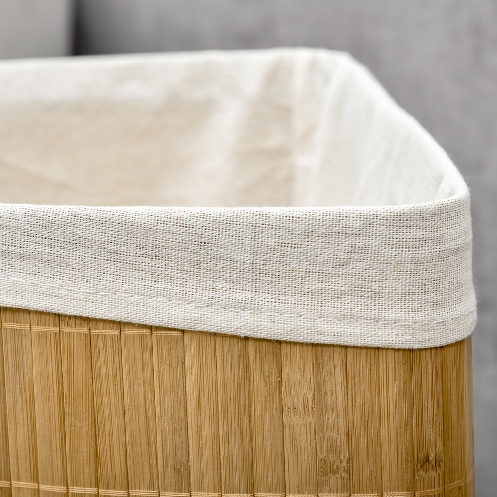 55L Bamboo Corner Laundry Hamper Bamboo Laundry Basket 38x38x57cm HOMCOM