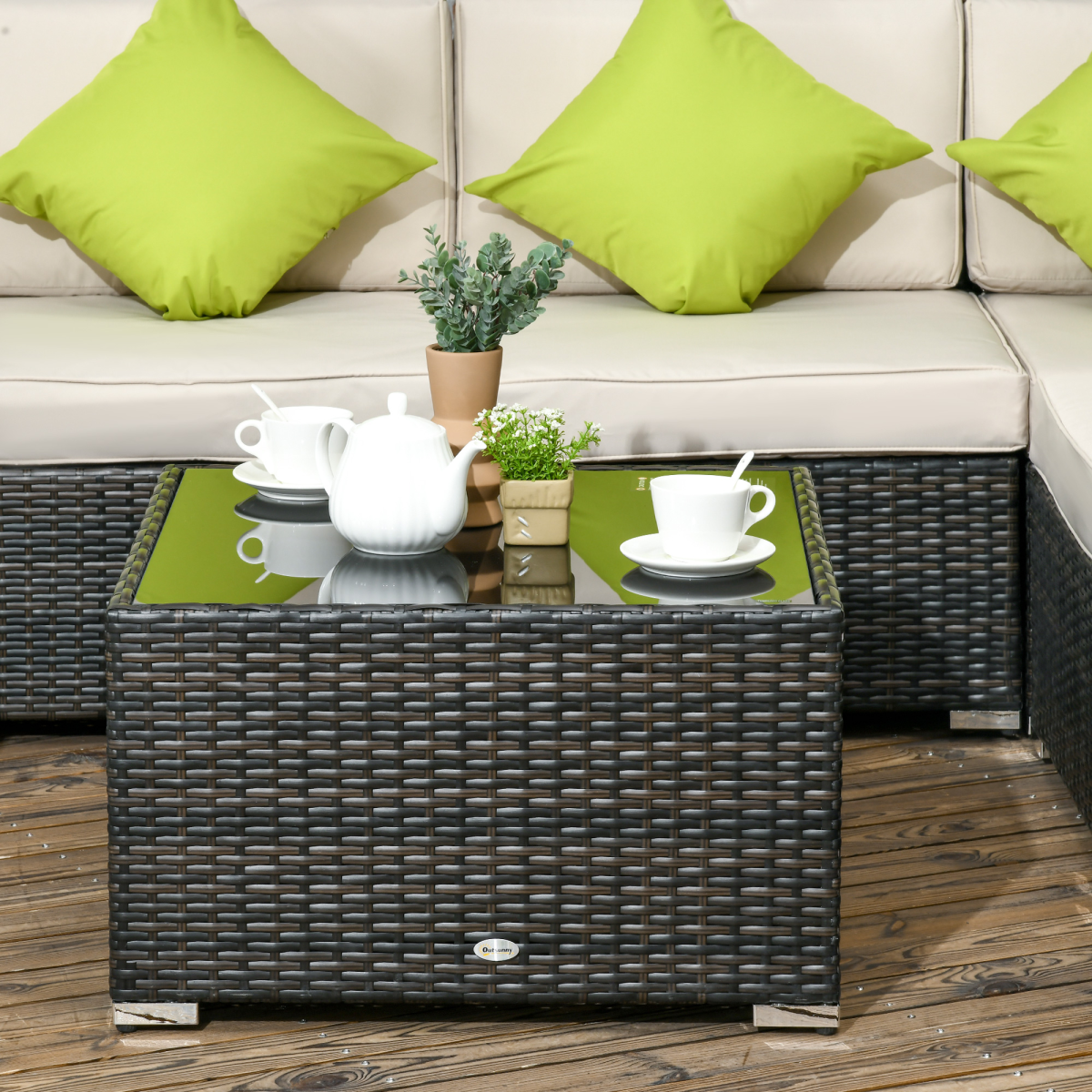 Outsunny 8 Pieces Patio Rattan Sofa Set Garden Furniture Set for Outdoor Brown