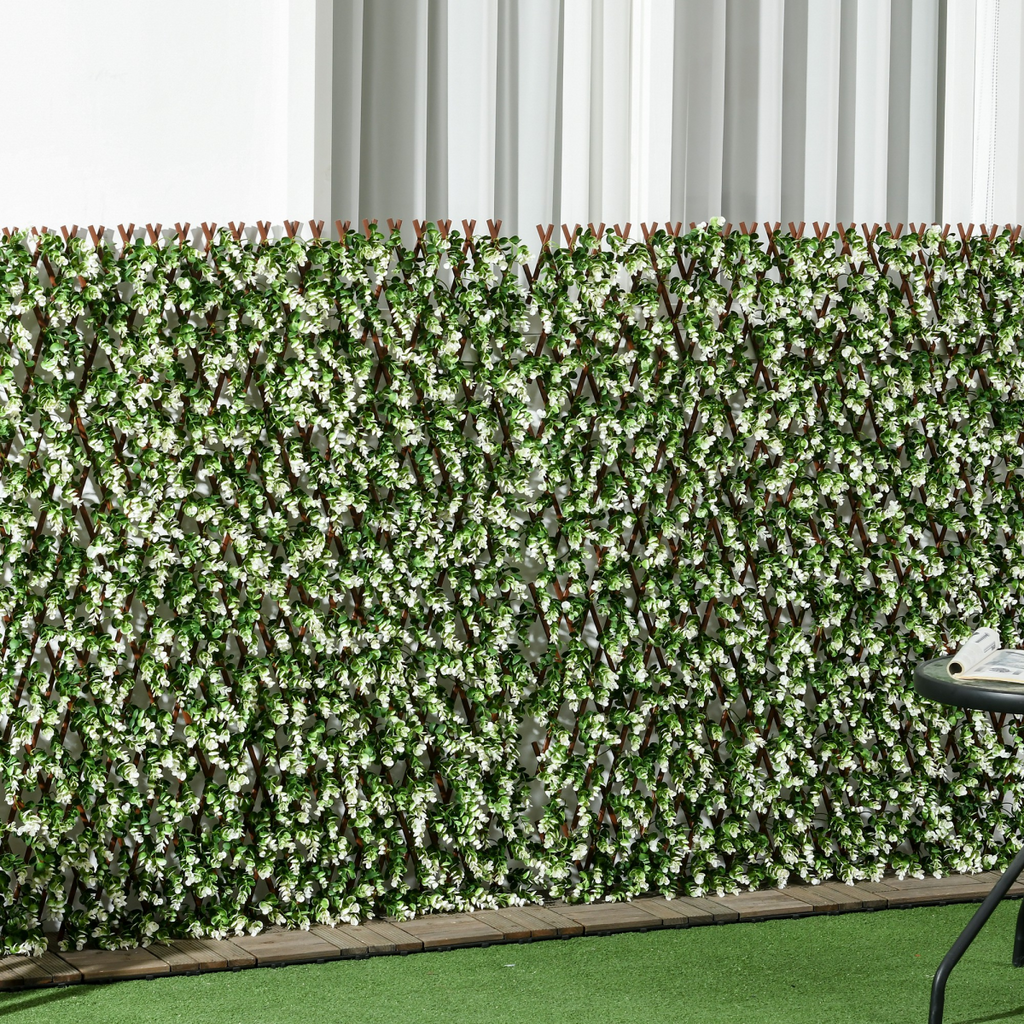 Outsunny 2 Pieces Decorative Trellis with Artificial Leaves, 2m x 1m, Eucalyptus