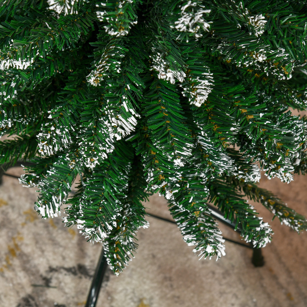 6.5FT Artificial Snow Dipped Christmas Tree Pencil Foldable Black Stand Green