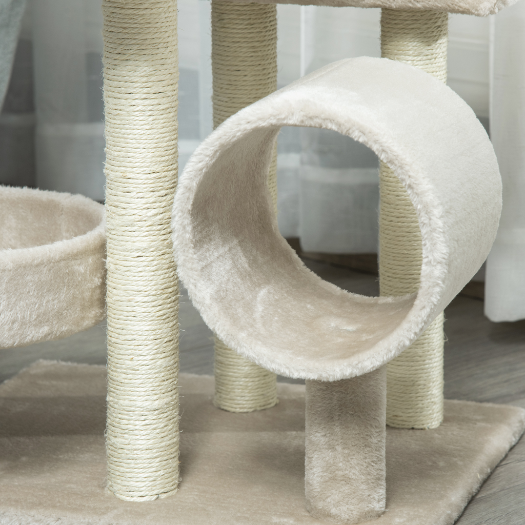 Multi-Level Large Cat Tree Scratching Post Perch Play Center Tunnel Beige