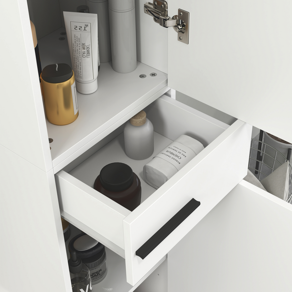 HOMCOM Bathroom Cabinet with Adjustable Shelves, Double Doors and Drawer