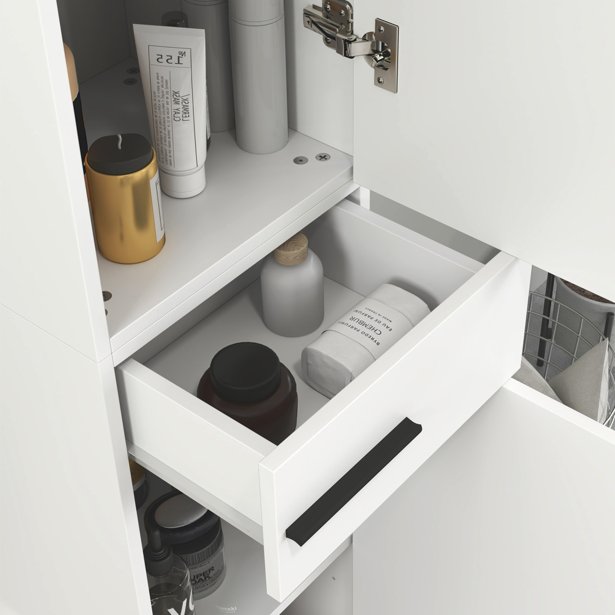 HOMCOM Bathroom Cabinet with Adjustable Shelves, Double Doors and Drawer