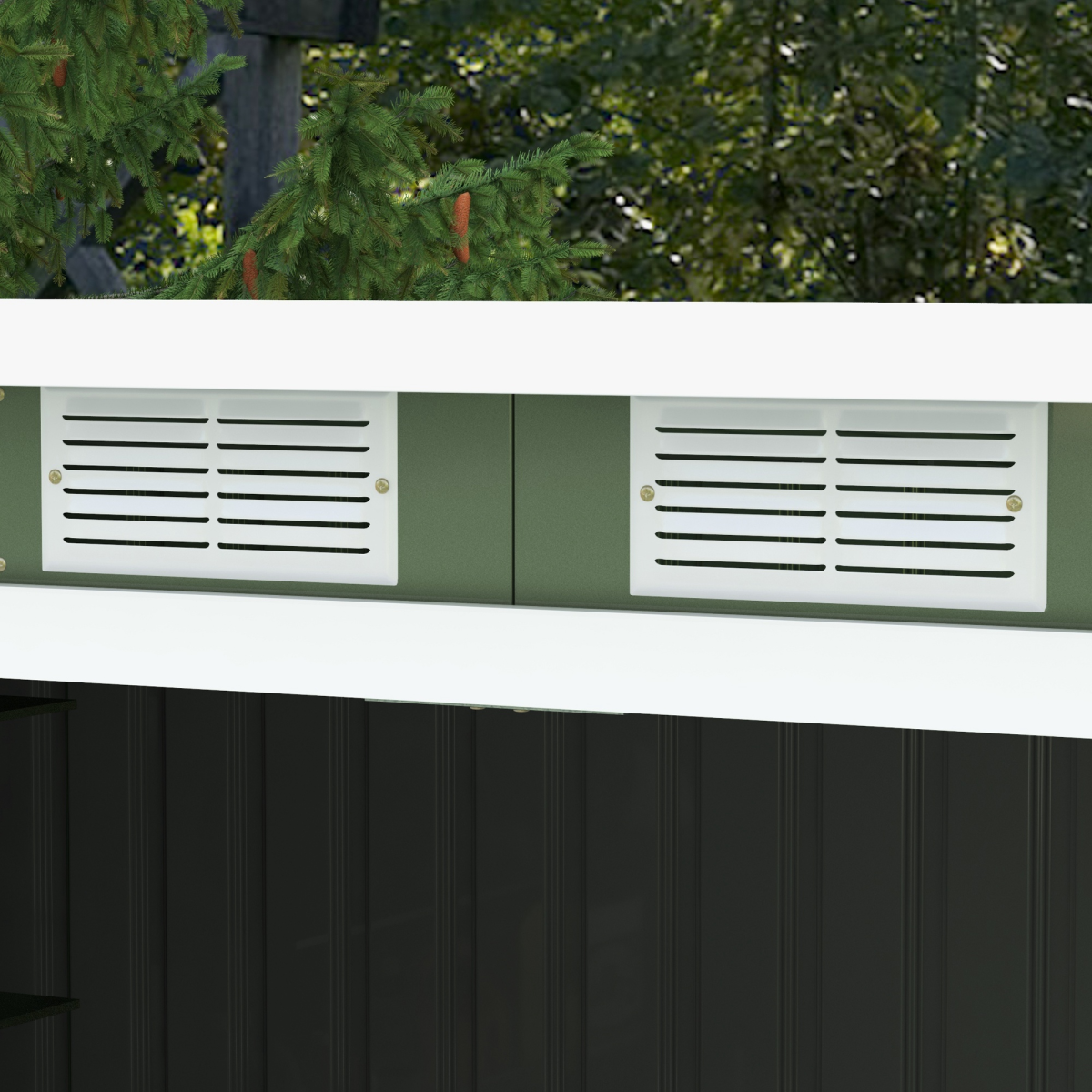 9ft x 4.25ft Corrugated Metal Shed  with Foundation Vent Doors Green