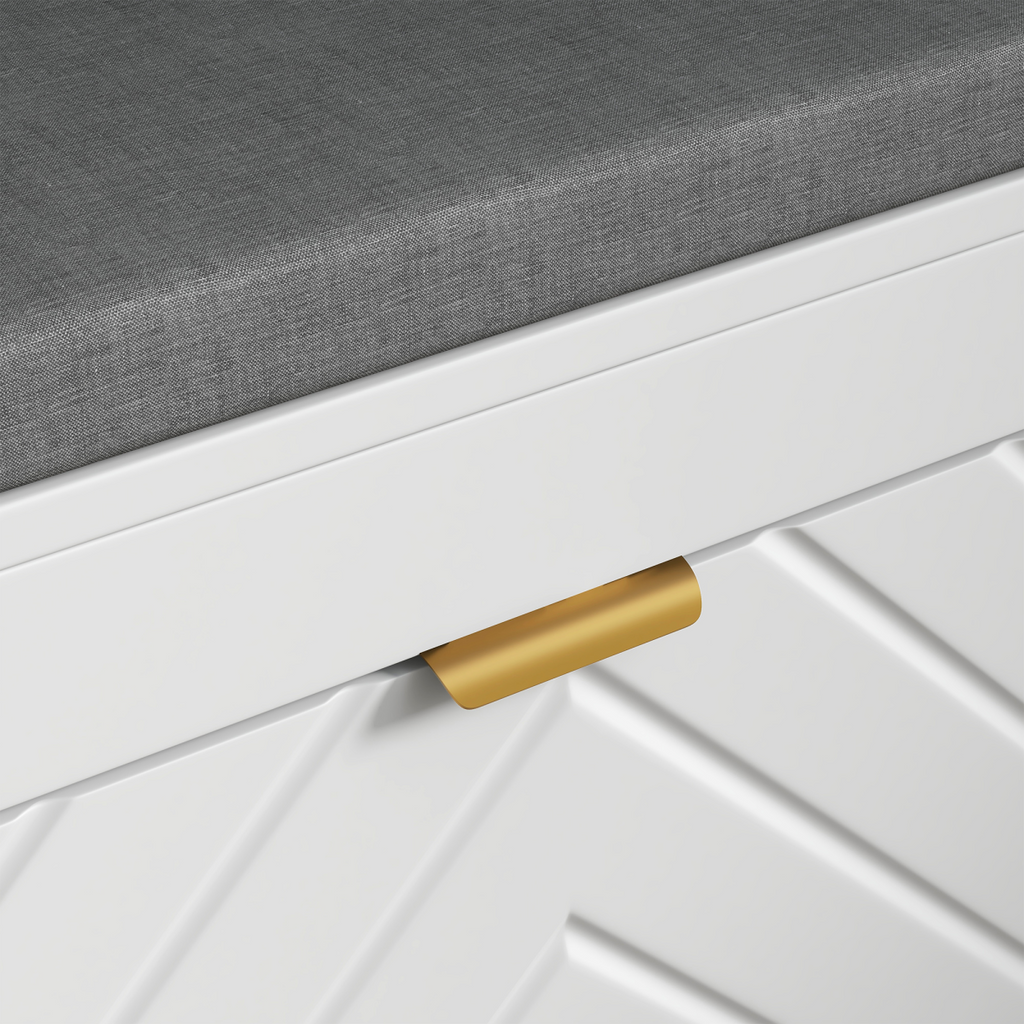 HOMCOM Shoe Bench with 2 Flip Drawers, Cushion, 8 Pairs for Entryway White