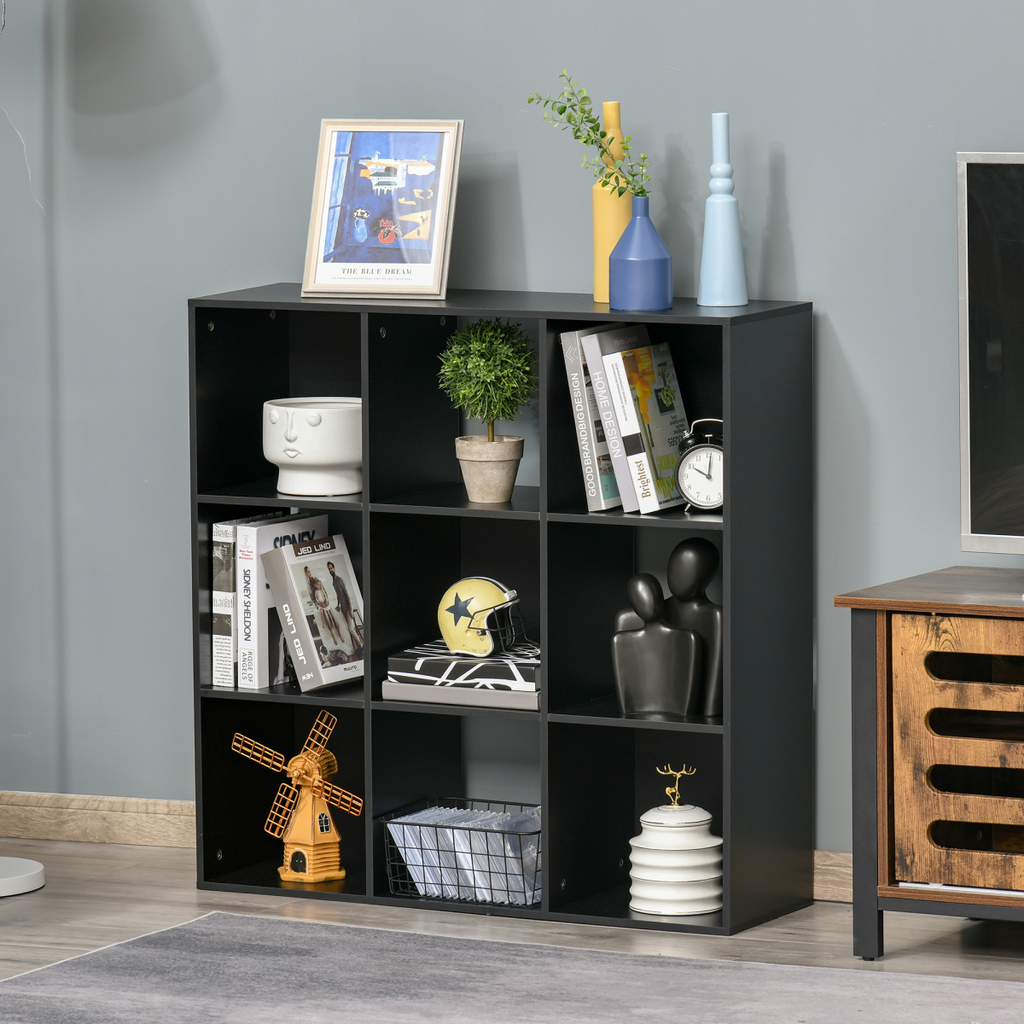 9 Cube Storage Cabinet Bookcase Bookshelf Home Office Shelf, Black