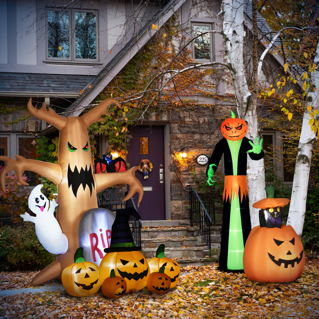 9FT Inflatable Halloween Pumpkin Ghost with Build-in LED Inflatable