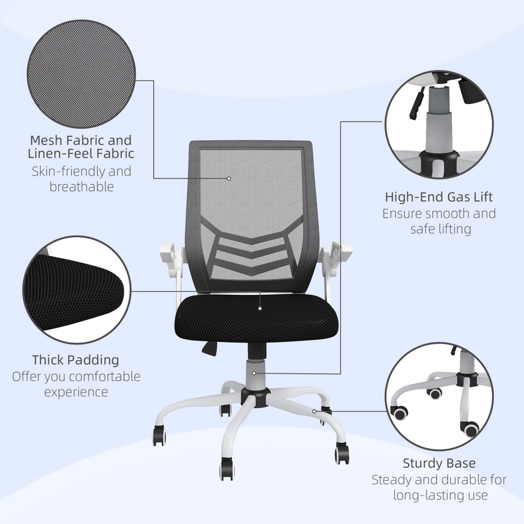Vinsetto Mesh Swivel Office Chair Task Computer Chair with Lumbar Support, Black