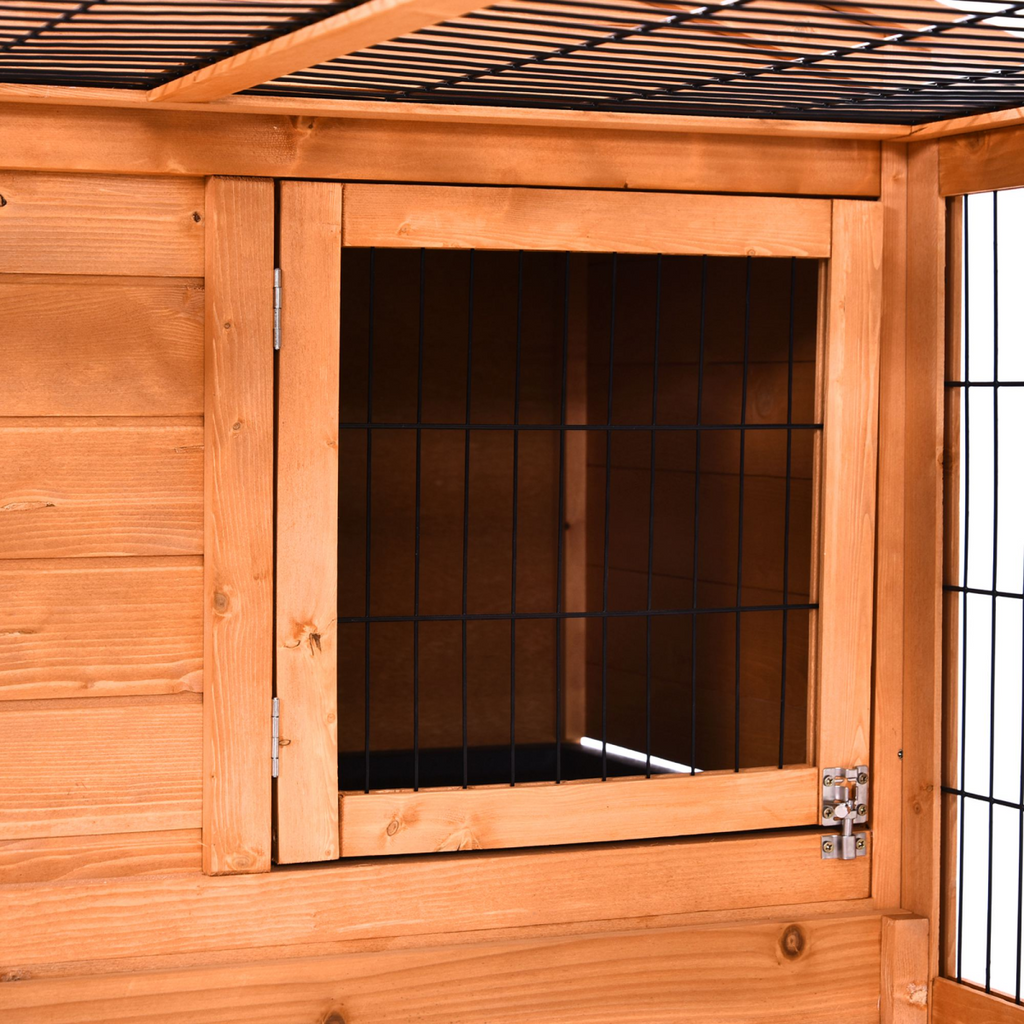 Wooden Rabbit Hutch Detachable Pet House with Openable Run & Roof