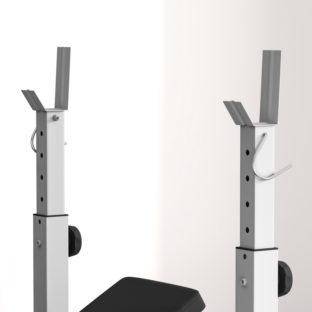 HOMCOM Adjustable Weight Bench with Squat Rack, Leg Developer, Grey