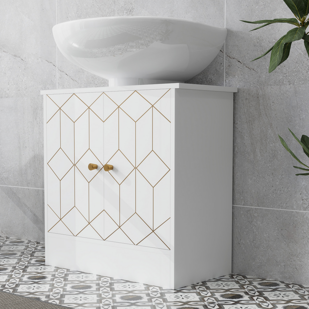 HOMCOM Bathroom Under Sink Cabinet for Basin with or without Pedestal White