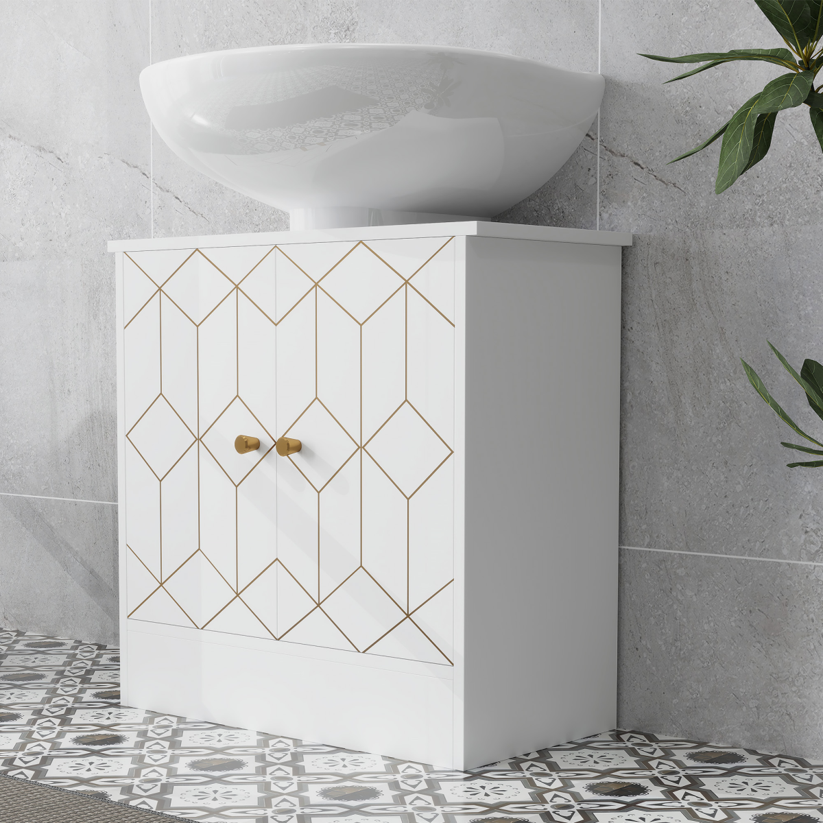 HOMCOM Bathroom Under Sink Cabinet for Basin with or without Pedestal White