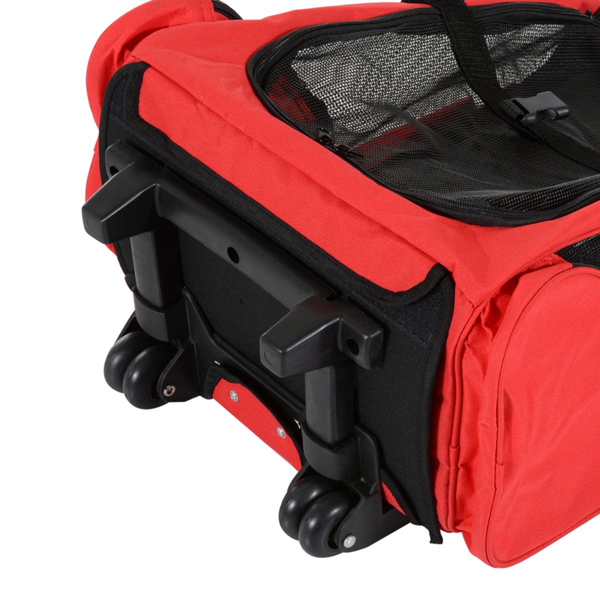Pet Travel Backpack Bag Cat Puppy Dog Carrier w/ Trolley and Telescopic Handle