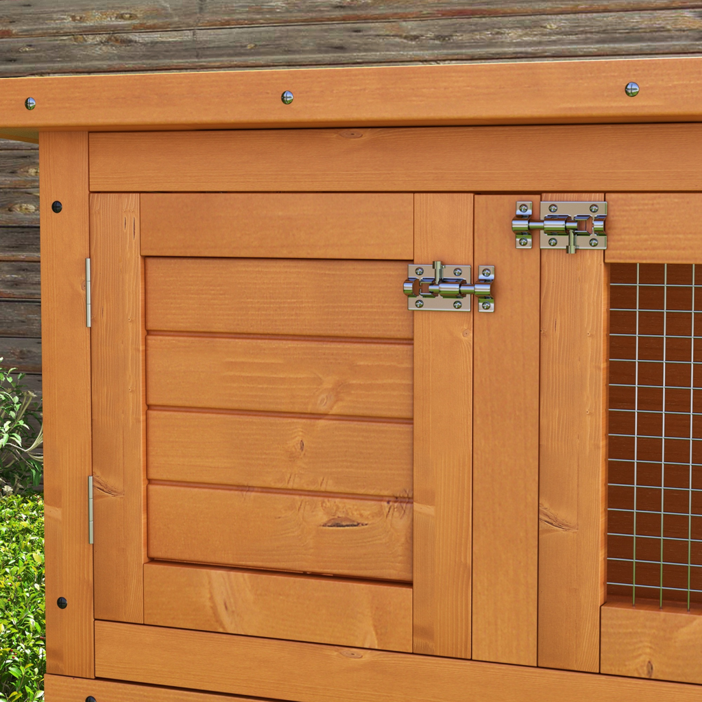 2-tier Rabbit Hutch Small Animal Wooden Bunnies House Outdoor Backyard 2 Sizes