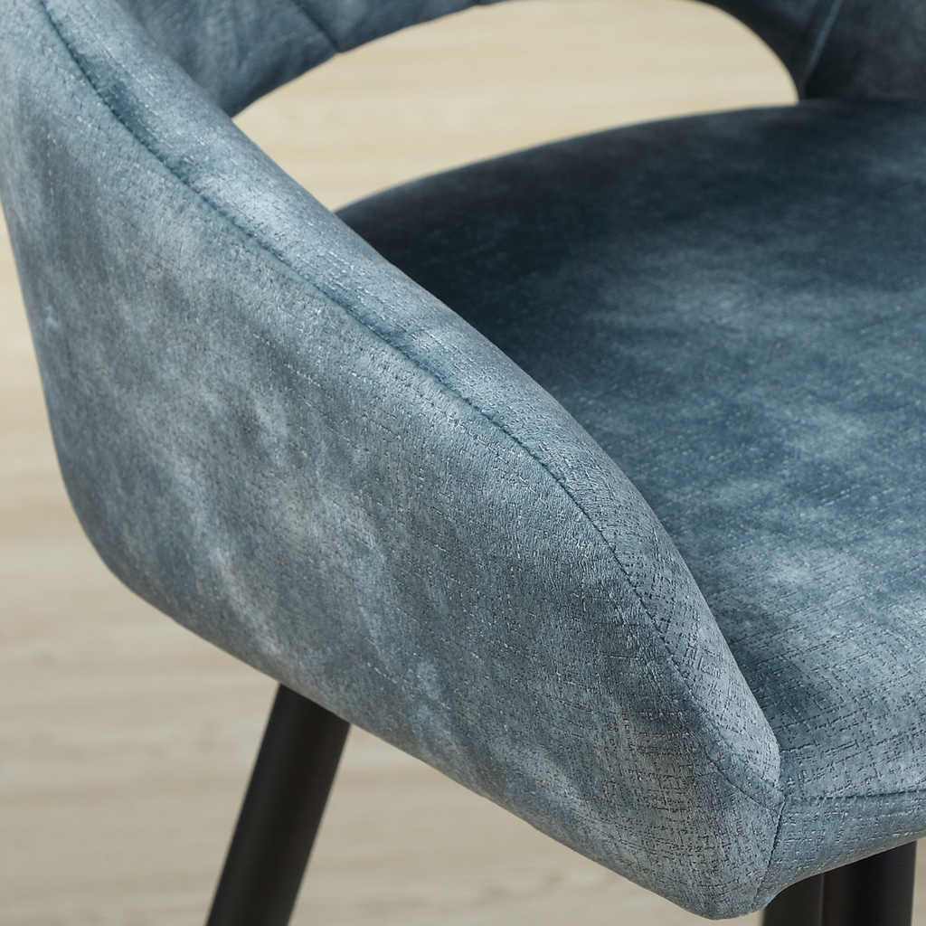 Bar Stools Set of 2, Velvet-Touch Fabric Counter Height Bar Chairs Blue HOMCOM