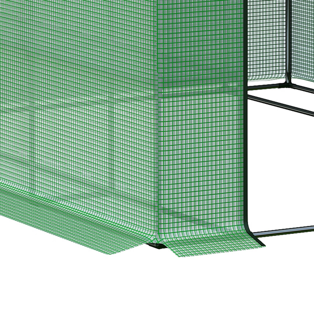 Poly Tunnel Steeple Walk in Greenhouse Removable Cover Shelves 244x180x210cm