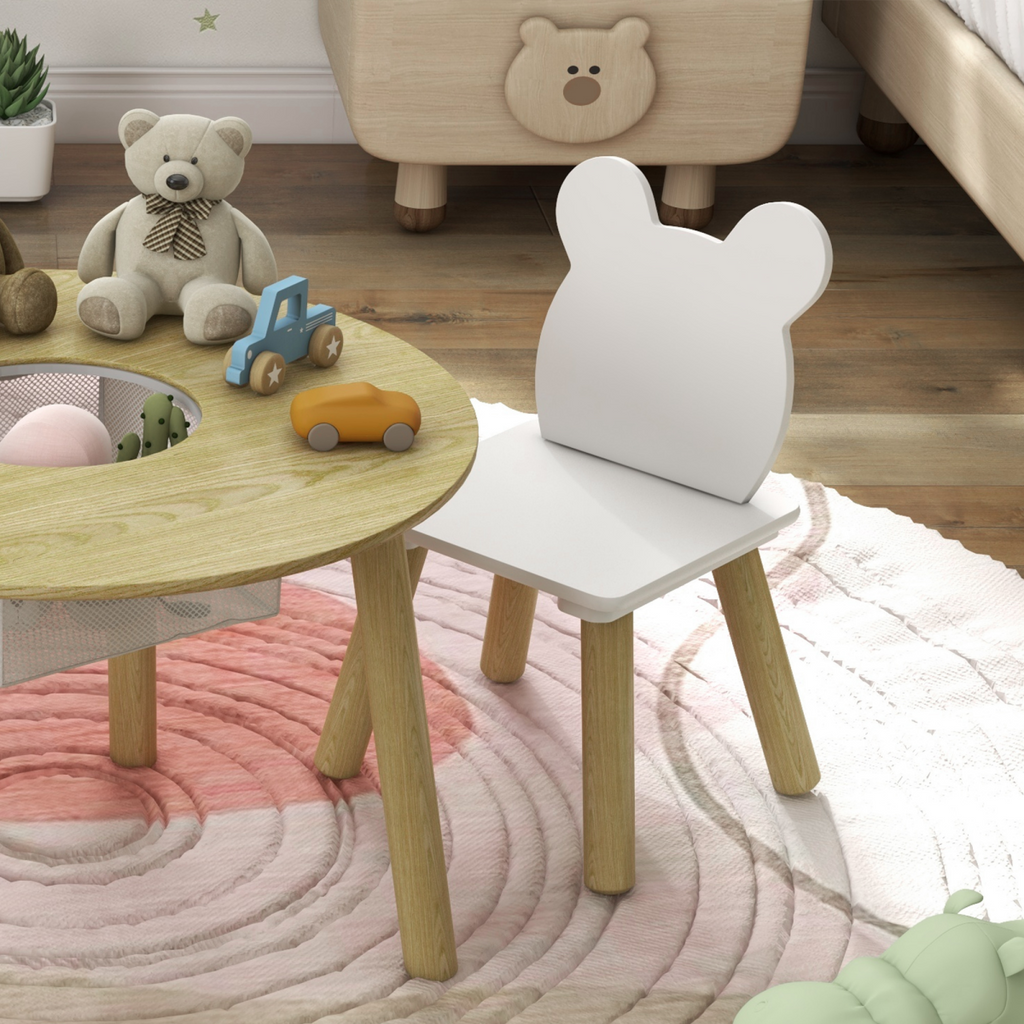 AIYAPLAY 3 Pieces Toddler Table and Chair Set with Centre Mesh Bag