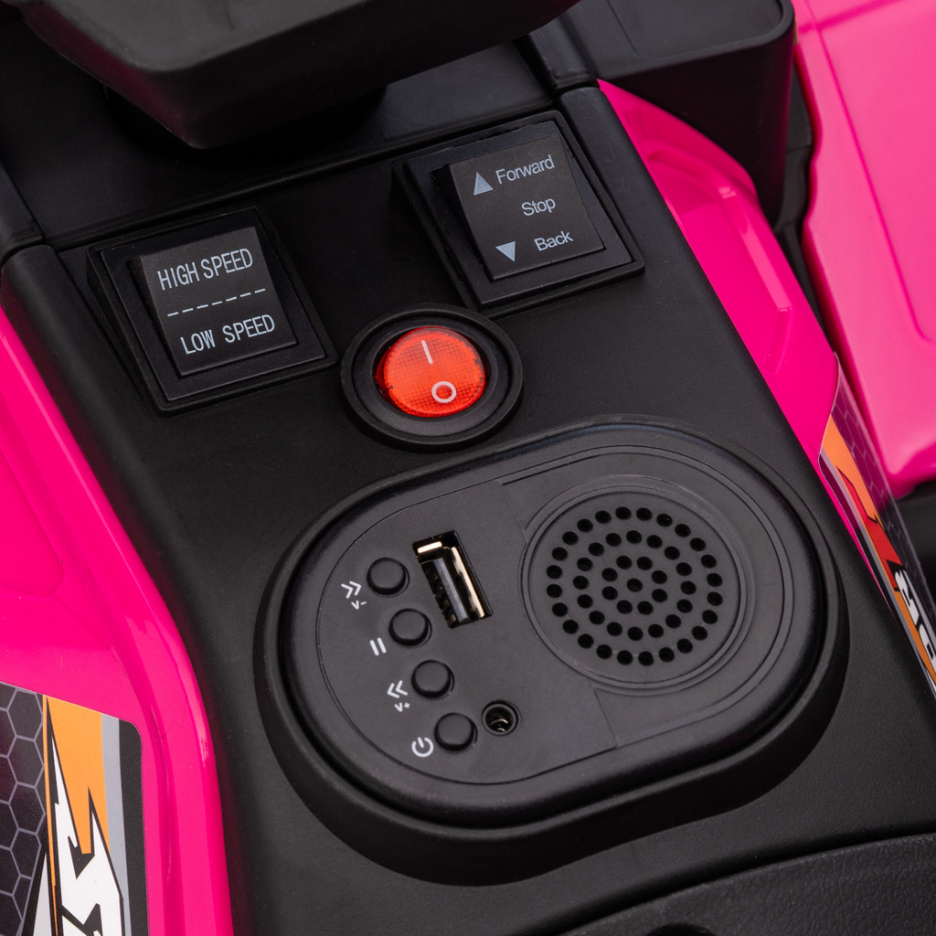 HOMCOM 12V Electric Quad Bike for Kids with LED Headlights, Music - Pink