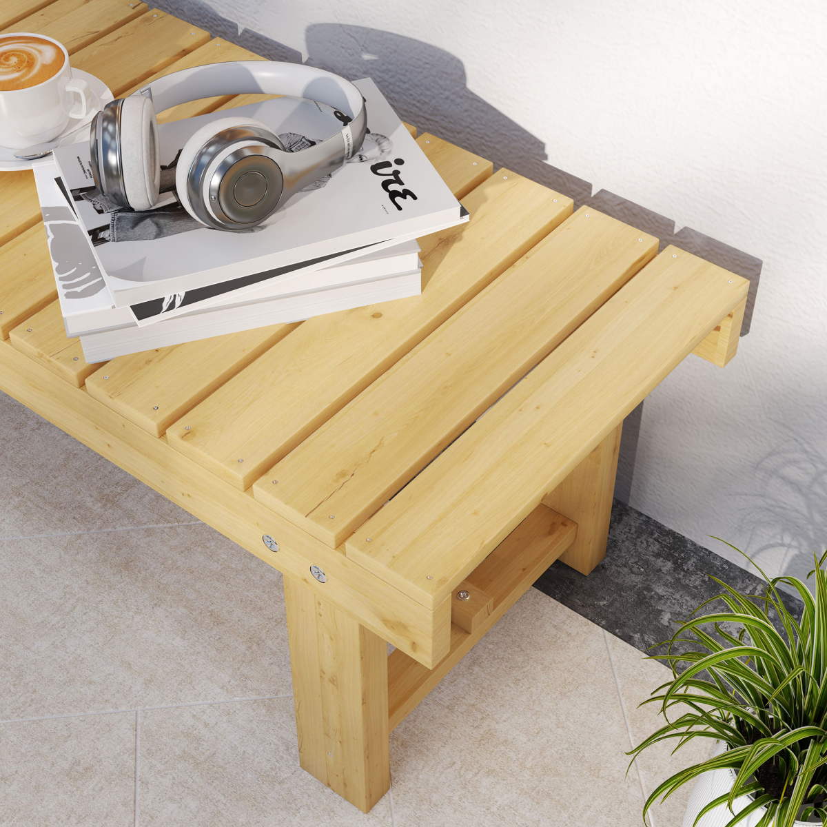 Outsunny 2-Seater Outdoor Garden Fir Wood Patio Bench