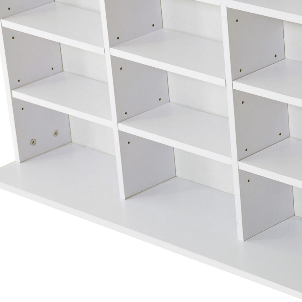 HOMCOM CD DVD Media Storage Shelves Display Shelf Racks Wooden Frame White