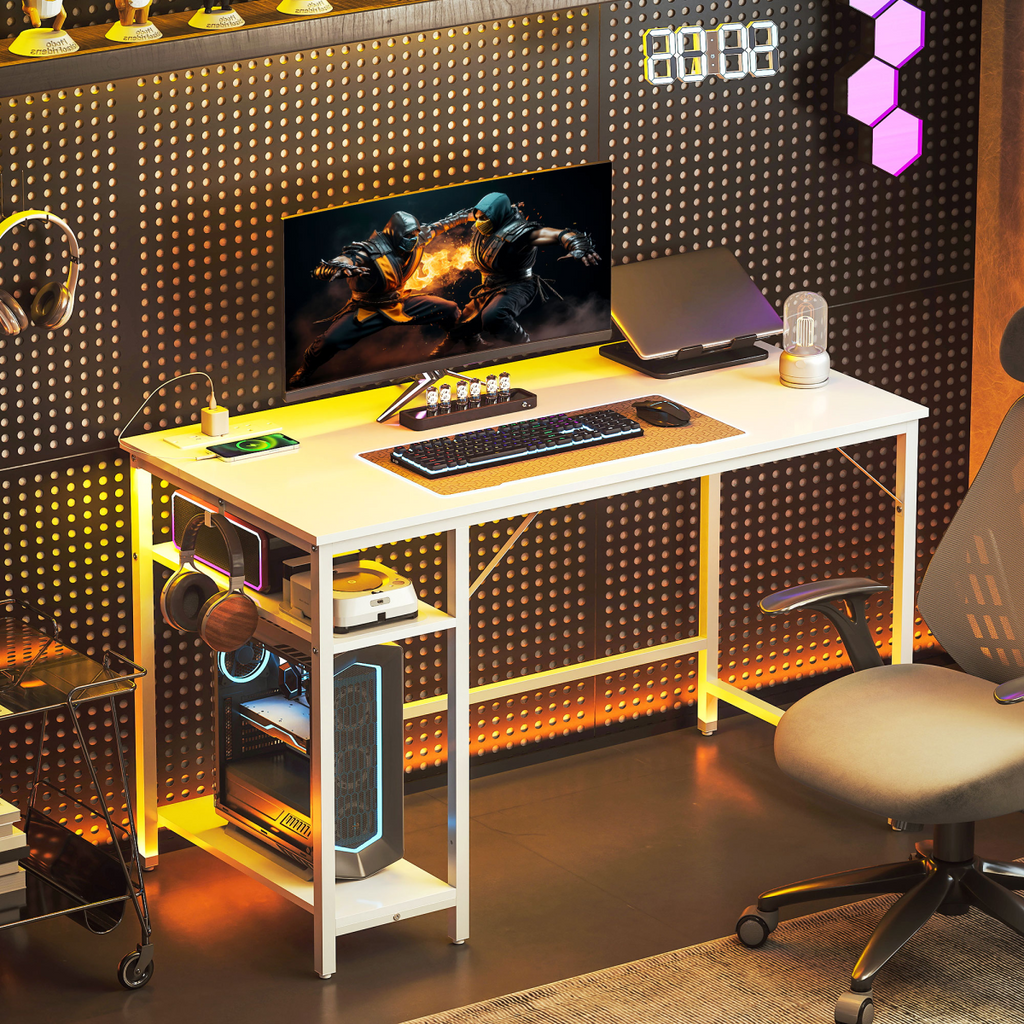 HOMCOM 120 x 60 cm Home Office Desk Reversible Study Table for Bedroom White