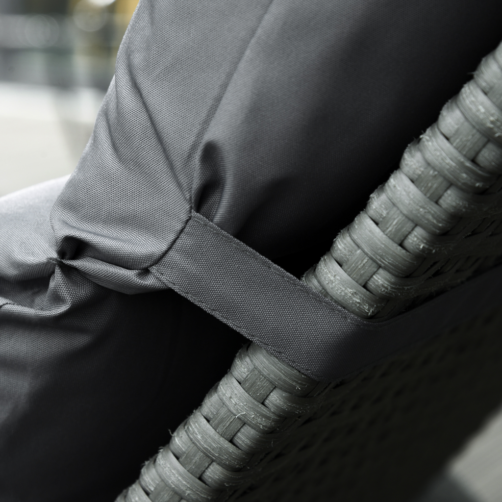 Set of 2 Lounger Cushions Deep Seat Patio Cushions with Ties Dark Grey