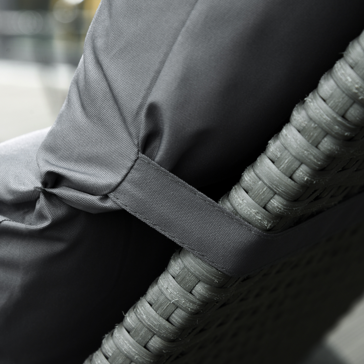 Set of 2 Lounger Cushions Deep Seat Patio Cushions with Ties Dark Grey