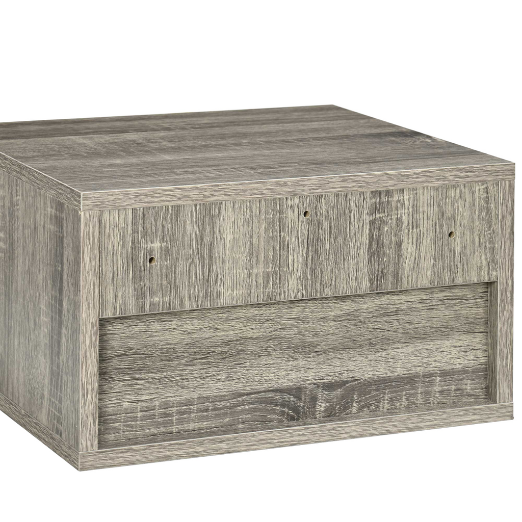 HOMCOM Floating Bedside Table Set of 2 Wall Mounted Nightstand Brown