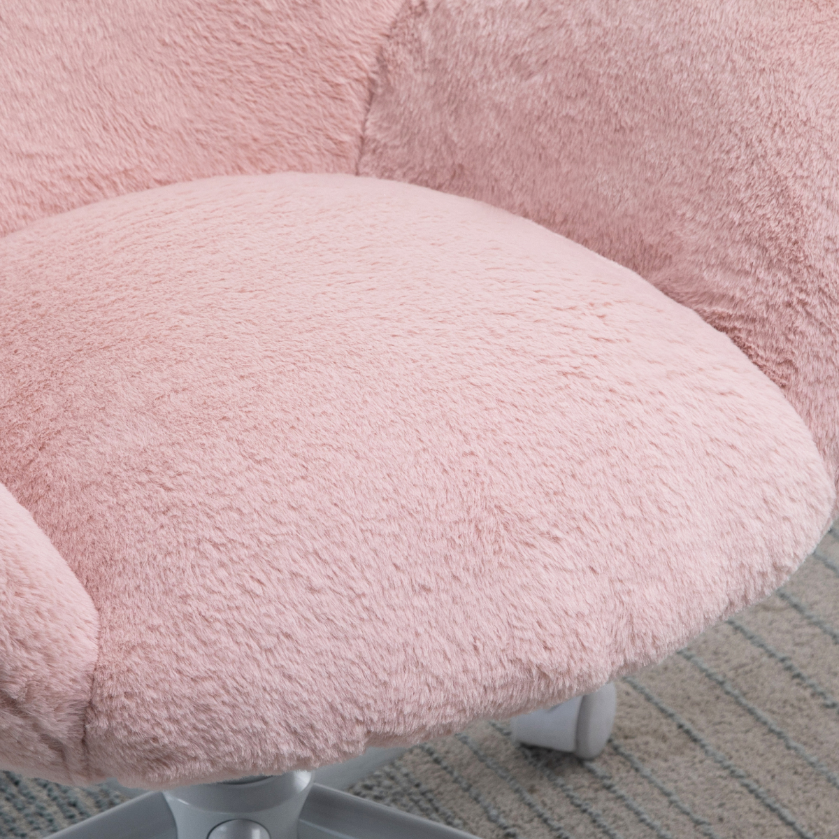 Fluffy Leisure Chair Office Chair with Backrest and Armrest for Bedroom Pink