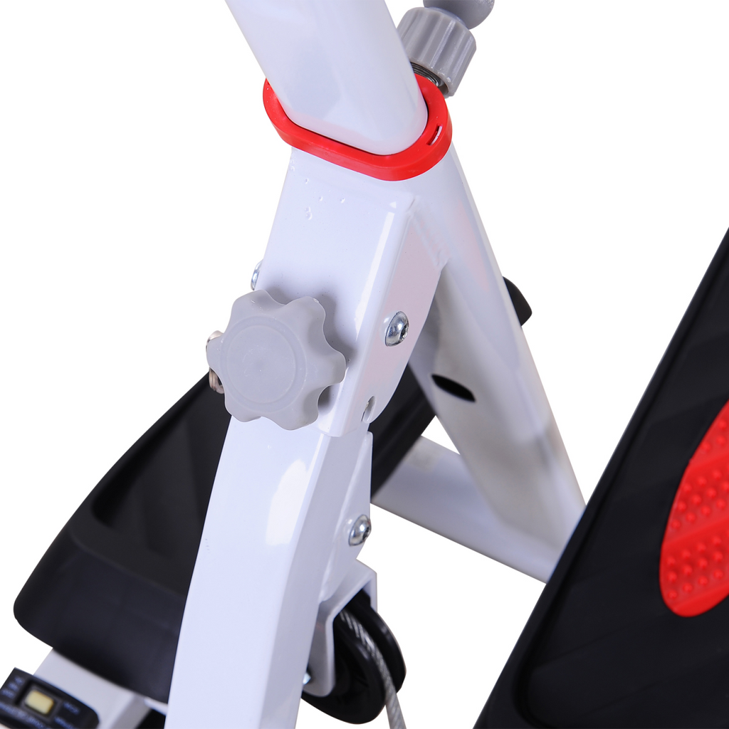 Foldable Stepper Adjustable Step Machine w/ Handlebar LCD Display, Red HOMCOM