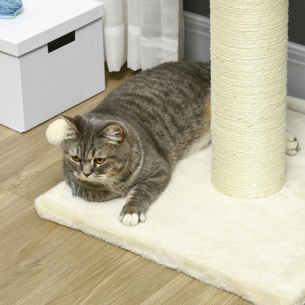 Cat Tree for Indoor Cats w/ Sisal Scratching Post, Spacious Kitten Bed - Cream