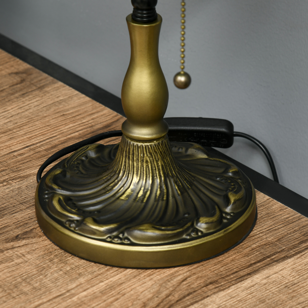 HOMCOM Stained Glass Table Lamp, for Bedroom Bedside, Bulb not Included