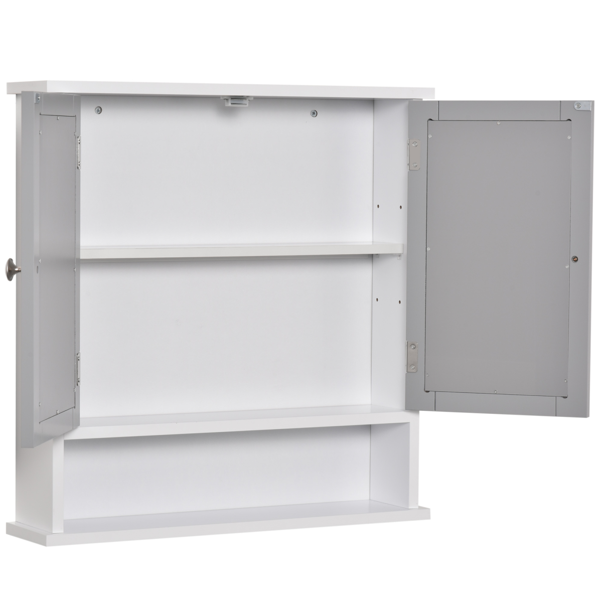 Mirror Cabinet Wall Mounted with Double Mirrored Doors, Hanging Cabinet, Grey
