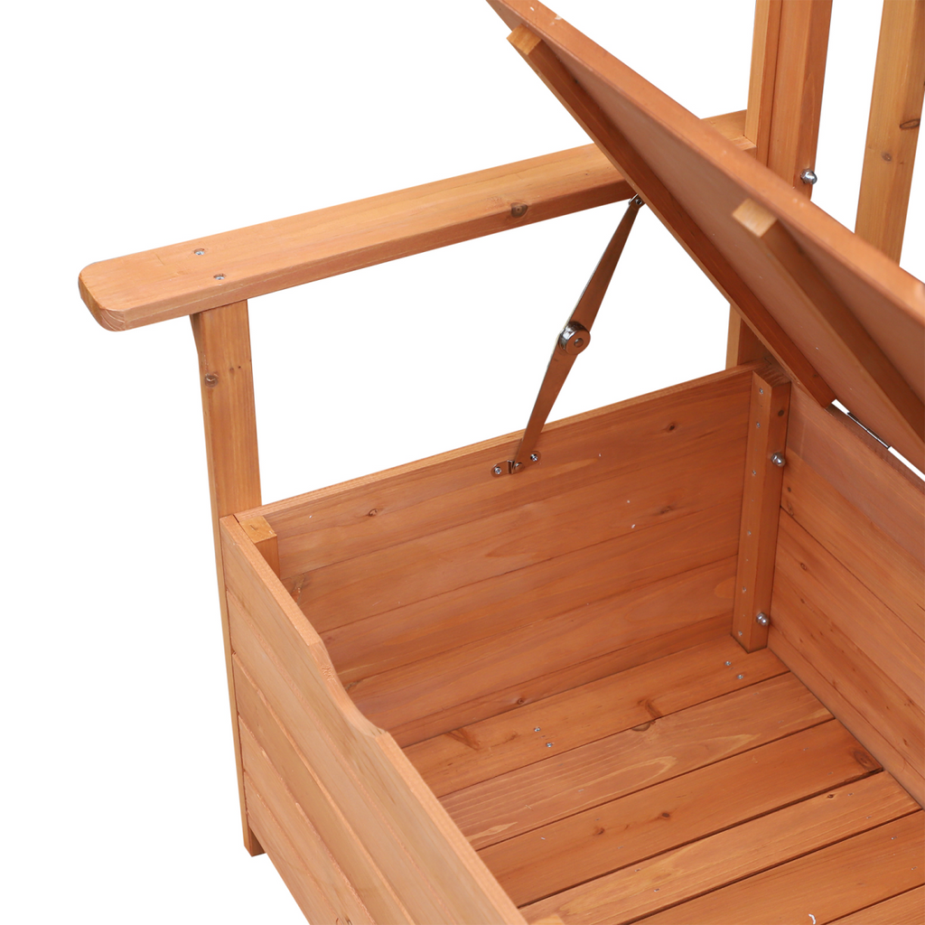 Outdoor Garden Storage Bench Patio Box All Weather Fir Wood 112 x 84 cm