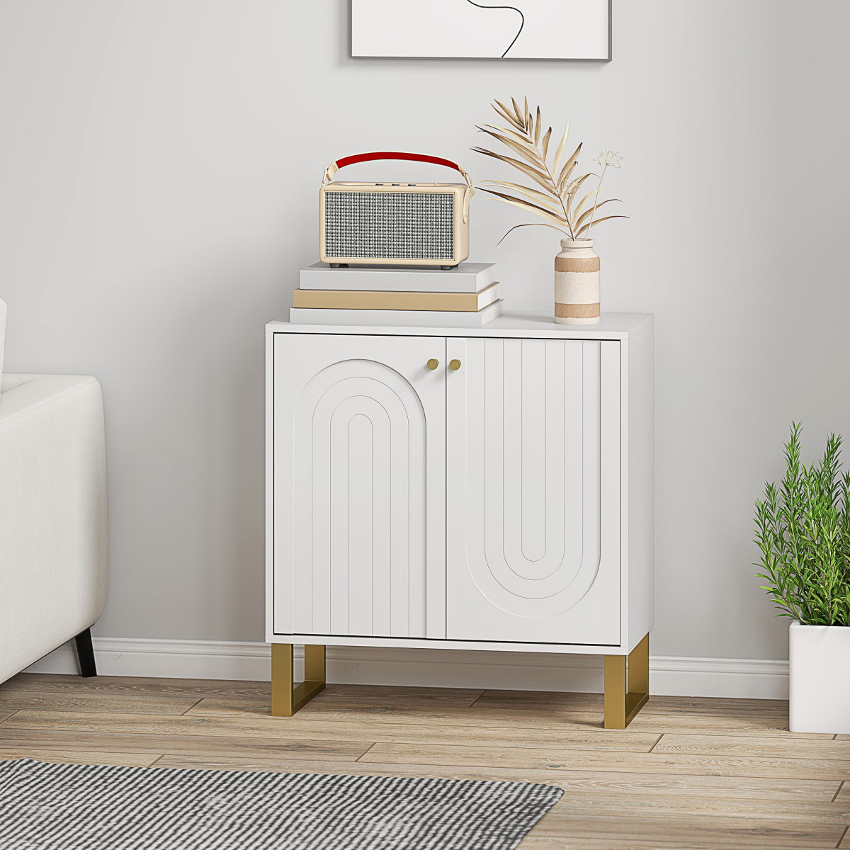 HOMCOM Sideboard with Adjustable Shelves & Doors for Living Room, White